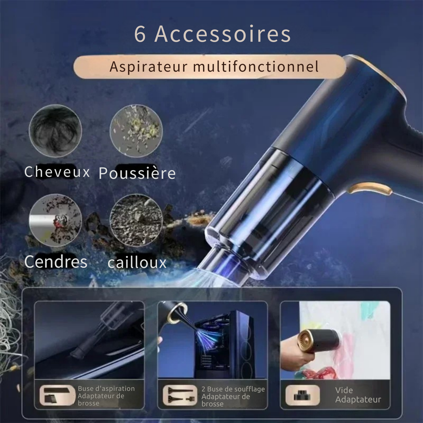 Aspirateur Voiture Sans Fil PRO – Aspirateur à Main Puissant & Portable pour Auto