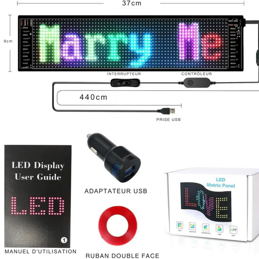 Panneau LED Défilant Voiture – Texte Défilant & Animations Personnalisées Bluetooth