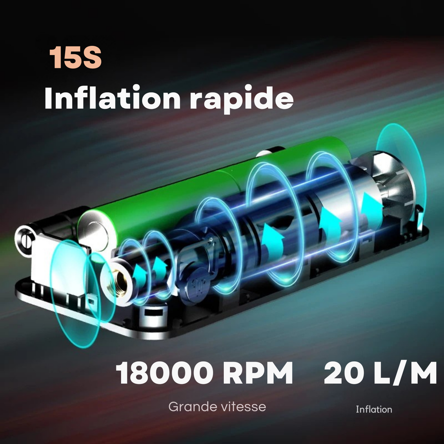 Compresseur d’Air Rechargeable – Gonfleur de Pneus Portable Sans Fil pour Voiture, Moto & Vélo