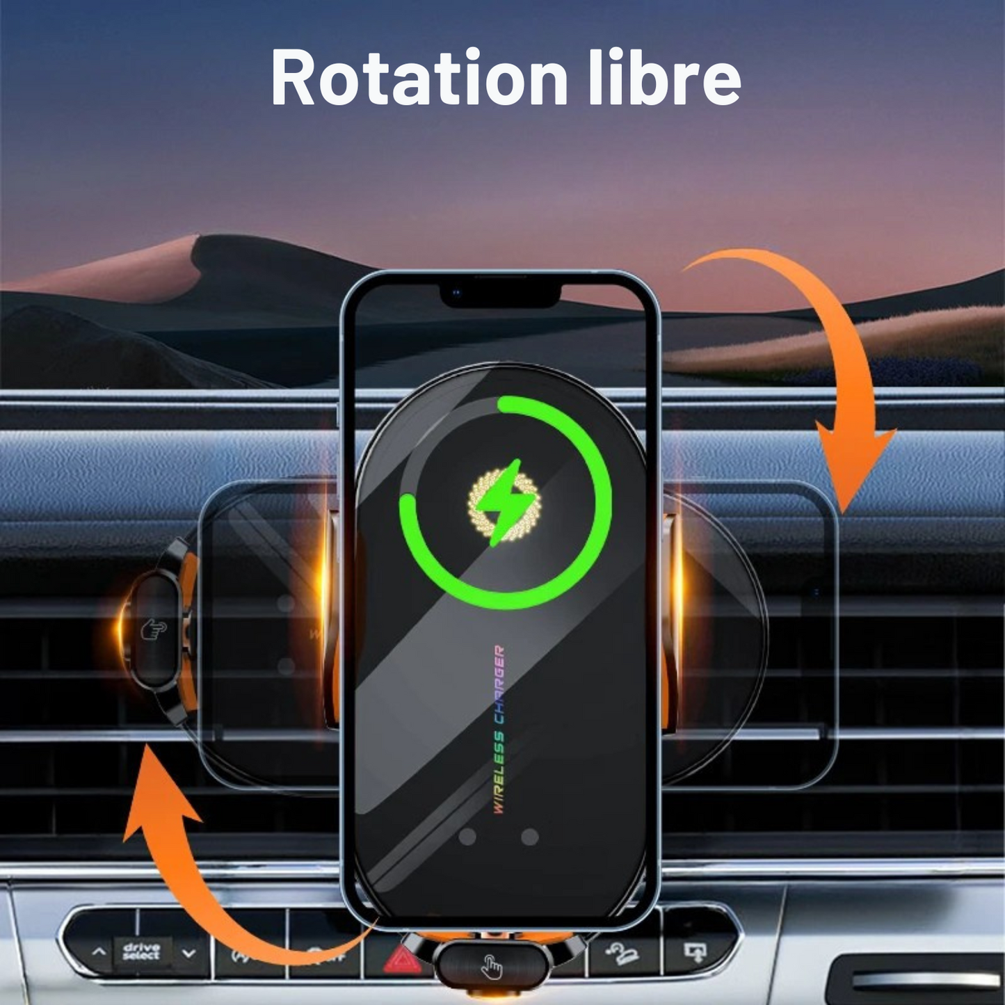Support Téléphone Voiture Sans Fil – Chargeur Induction 66W à Détection Infrarouge