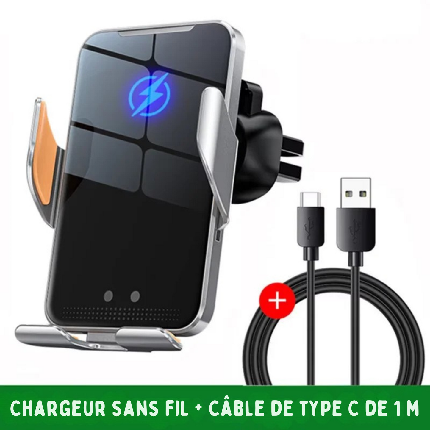 Support Téléphone Voiture avec Chargeur Sans Fil 15W - Compatible pour Iphone/Samsung/Xiaomi