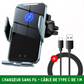 Support Téléphone Voiture avec Chargeur Sans Fil 15W - Compatible pour Iphone/Samsung/Xiaomi