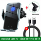 Support Téléphone Voiture avec Chargeur Sans Fil 15W - Compatible pour Iphone/Samsung/Xiaomi