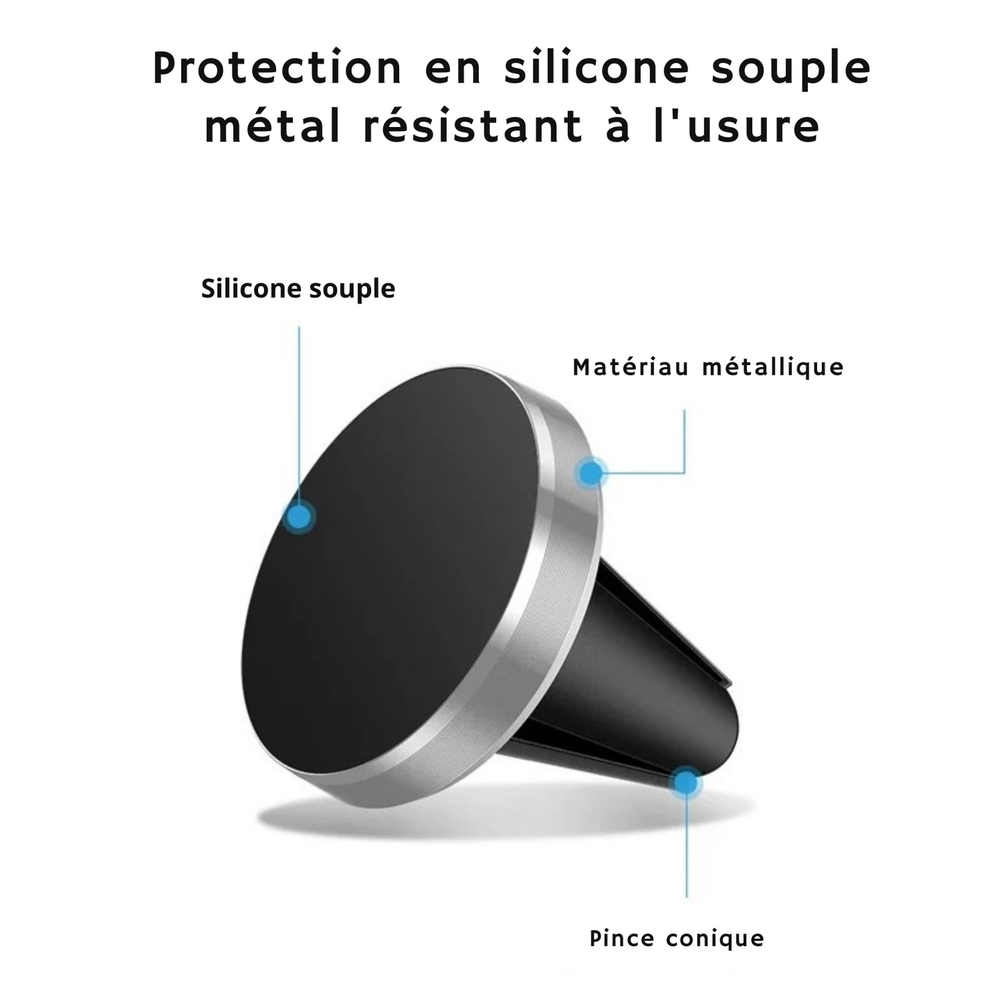 Support Téléphone Magnétique Voiture – Fixation Grille d’Aération pour Smartphone & GPS