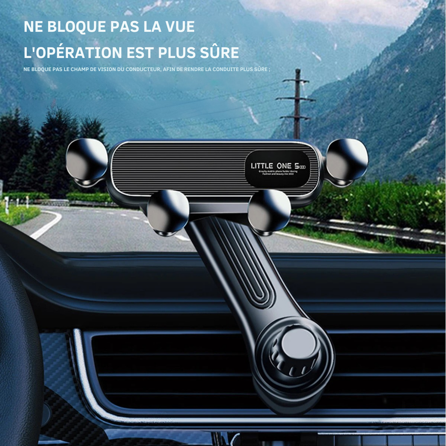 Support Téléphone Gravité Voiture – Fixation Grille d’Aération Universelle 4,7" à 7"