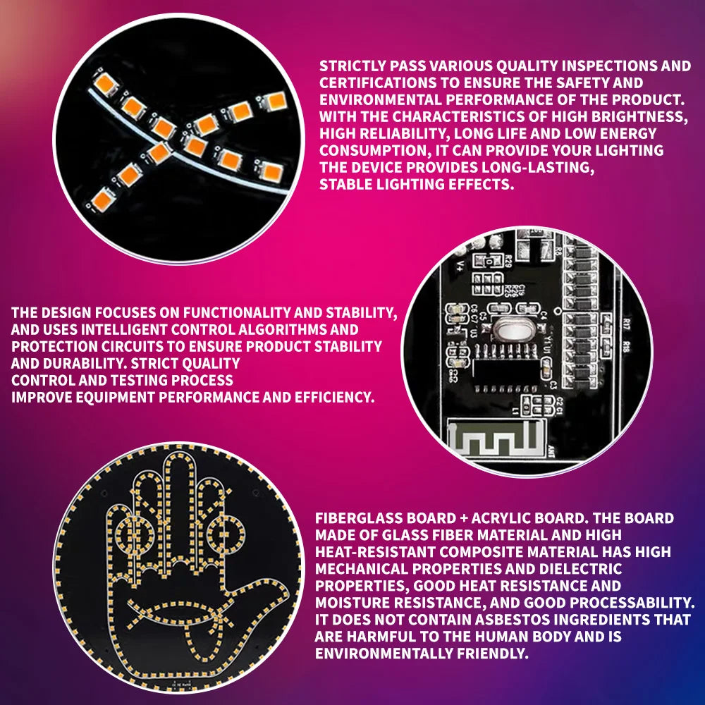 Lumière LED Voiture avec Expressions – Affichage Télécommandé pour Vitre Arrière